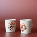 Flaming dice mug