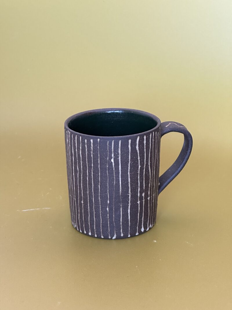 White striped black mug