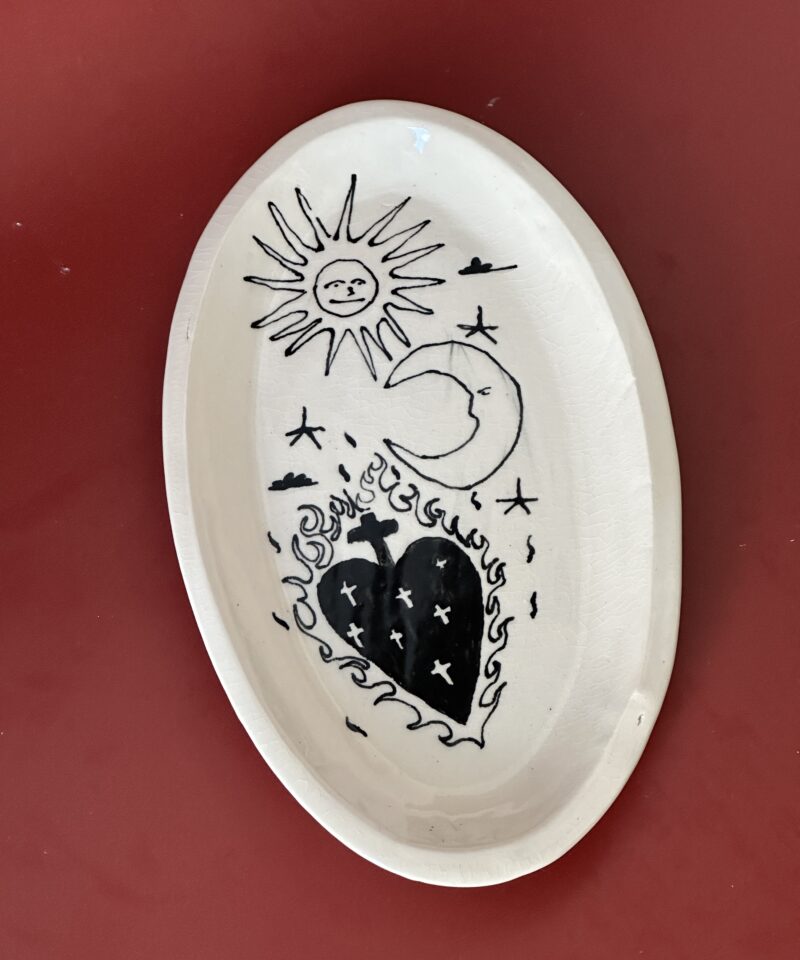 Sun, Moon, Flaming Heart dish